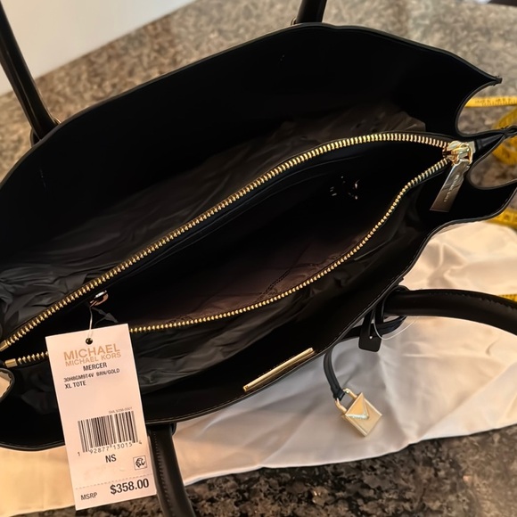 Michael Kors Brown and Black Tote Bag with Signature Monogram - Picture 15 of 15